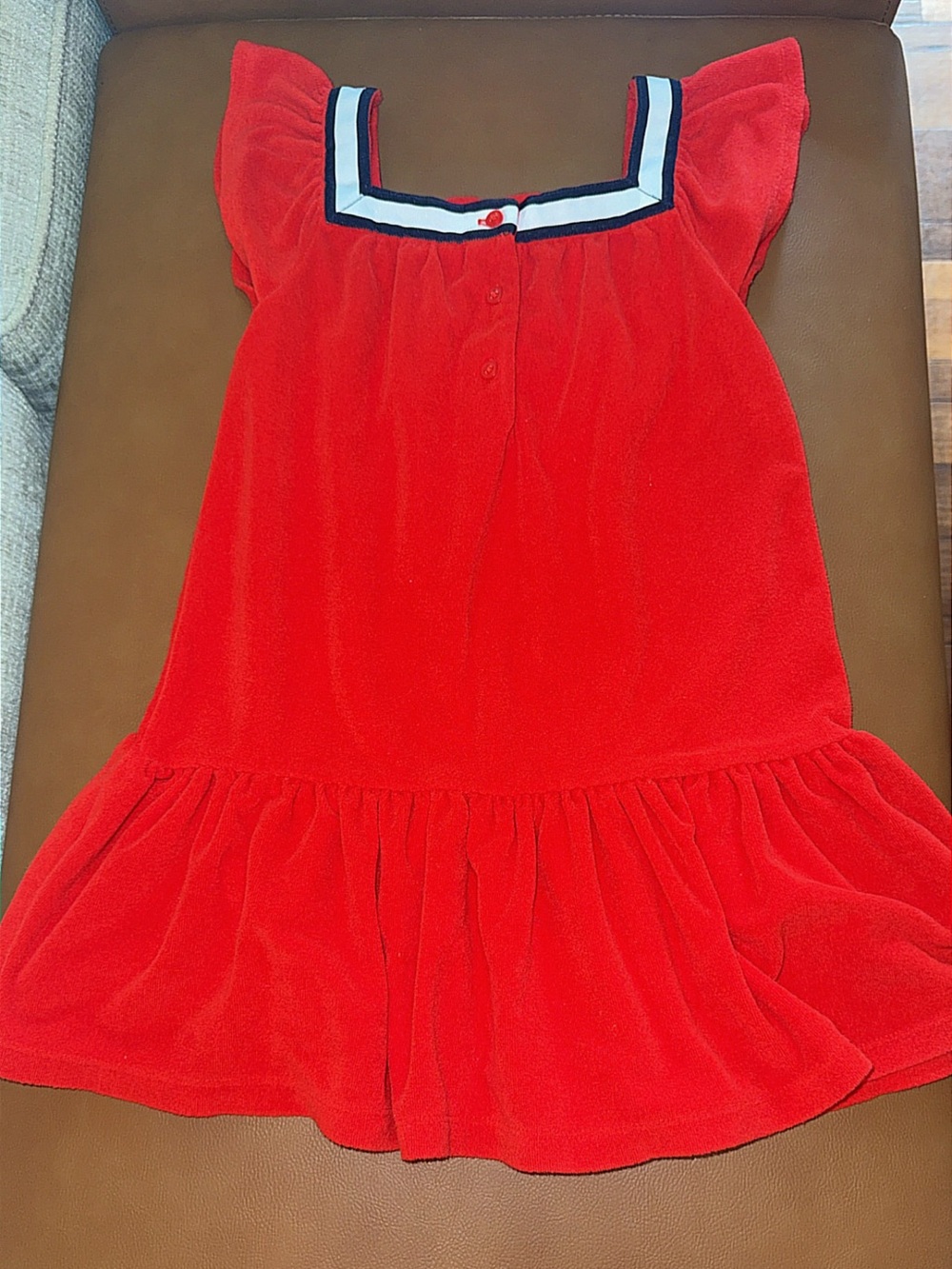 Like New Janie and Jack Patriotic Terry Cloth Sailor Dress Coastal Red Size 5 - Picture 10 of 11